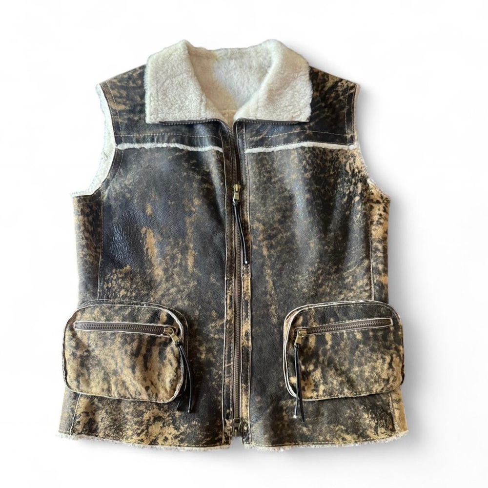 Gimo’s made in Italy Men's Shearling & Leather Vest